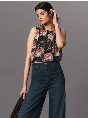 Anthropologie Mesh Bubble Muscle Top M